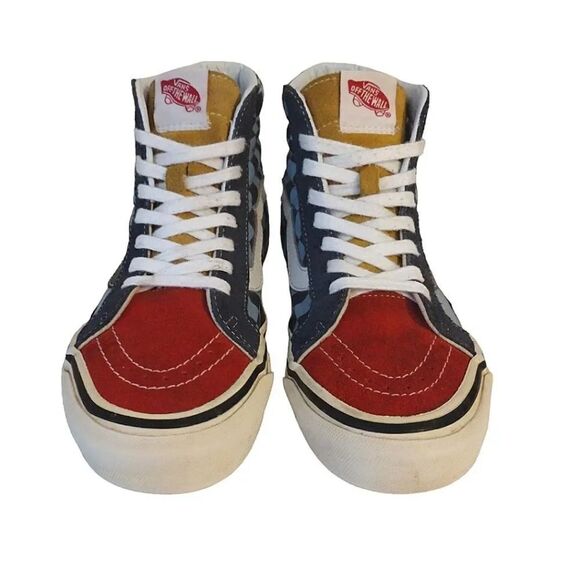 Vans Blue Red Sk8 Hi #38 Reissue 50th Anniversary Skate Sneakers W7.5 M6 - Picture 5 of 16